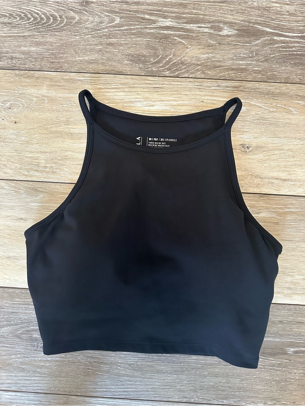P’TULA Black High-Neck Cropped Padded Tank Top
